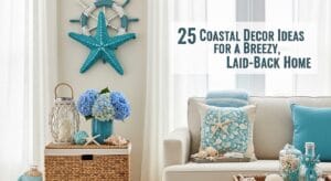 Bright coastal living room styled with ocean-inspired decor accents and soft natural lighting.