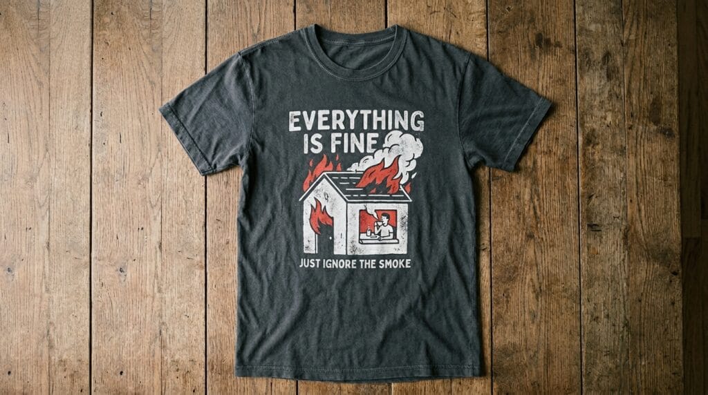 Cool Father's Day Gifts Going Viral Right Now 9 Dark graphic t-shirt with dad-themed print laid flat on a wooden surface