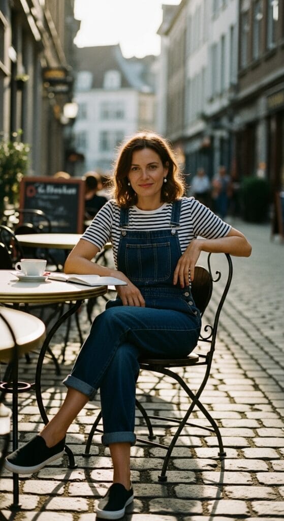 9 Denim Overalls Outfit Ideas Women Are Actually Wearing 9 Indigo denim overalls with a striped Breton tee, nautical-inspired casual summer outfit idea.