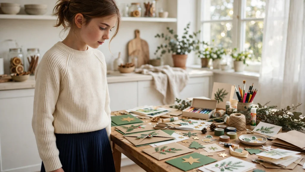 Older child in a ribbed raglan sweater with a pleated knit skirt