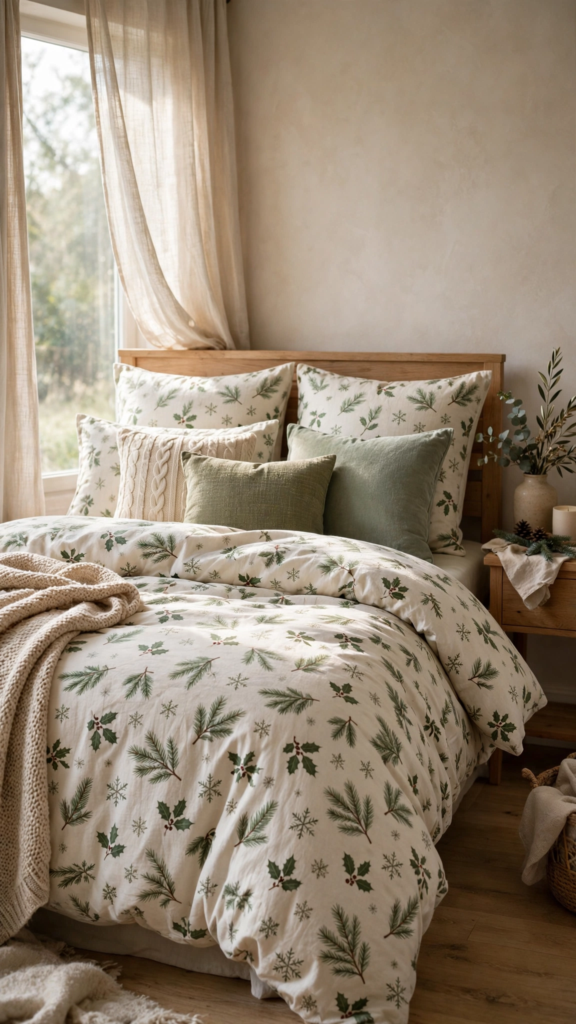 Christmas Bedroom Decor Ideas for a Cozy Festive Retreat 3 Bed dressed in a festive duvet cover set with coordinating pillows and light