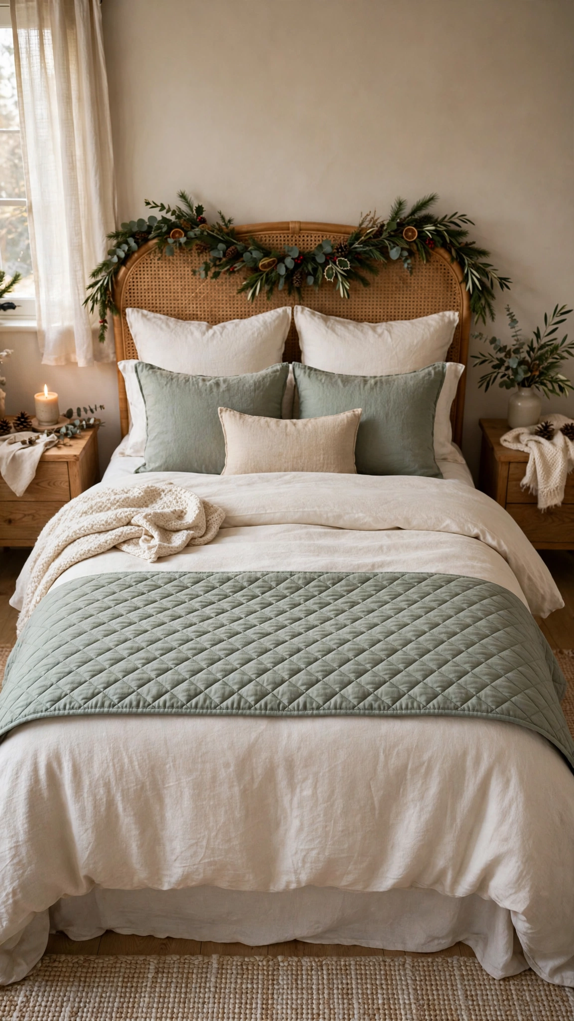 Christmas Bedroom Decor Ideas for a Cozy Festive Retreat 10 Quilted bed runner laid across the foot of a cozy festive bed